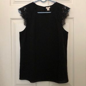 J. Crew floral lace sleeve top